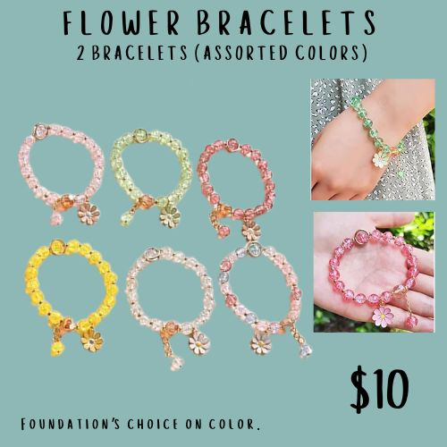 2 bracelets à fleurs = 10